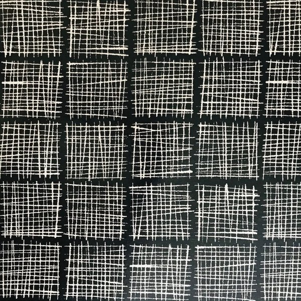 japanisches Wachstuch Quadrat auf schwarz 73 x 53 cm
