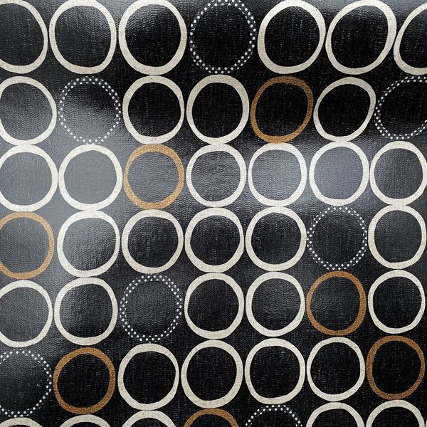 japanisches Wachstuch Kreise auf schwarz 73 x 53 cm