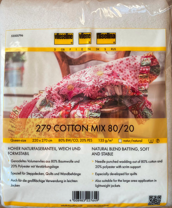Volumenvlies Freudenberg 279 Cotton Mix 80/20 Queen Size